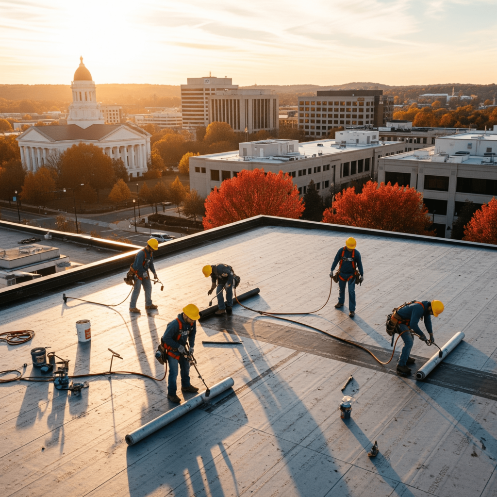 Fairfax roofing experts handling commercial roof replacement Fairfax for office building