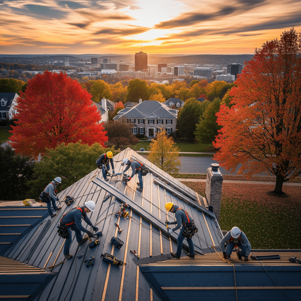 Licensed Fairfax roofing contractors installing new metal roof Fairfax VA