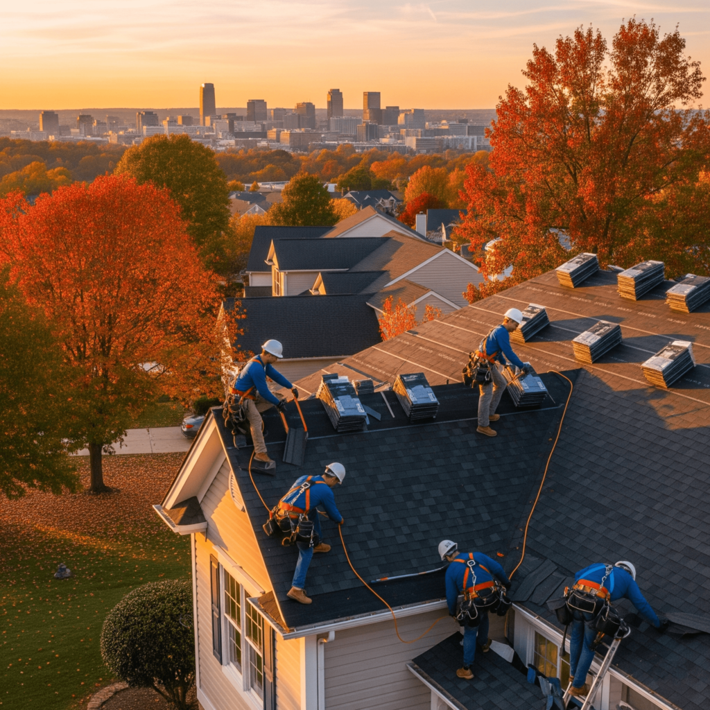 Experienced roofer in Fairfax completing Fairfax roofing repair after storm damage